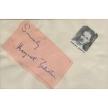 Margaret Johnston signed autograph page include a black & white small cut out picture, was an