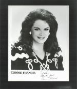 Connie Francis signed 12x10 inch overall mounted black and white promo photo dedicated. Good