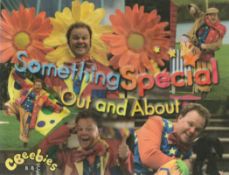 Justin Fletcher signed colour card Something Special Out and About Mr Tumble. CBeebies BBC.