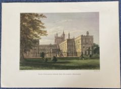 Print. Titled New College From The Garden, Oxford. Drawn by IC Buckler, Engraved by G Hollis. Colour