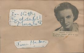 Joan Harben signed autograph small card cut out include picture fix to a light brown page. 6x4 Inch.