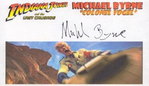 Michael Byrne signed Colonel Vogel Indiana Jones and the Last Crusade 6x4 inch promo card. Good