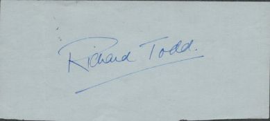 Richard Todd signed autograph 5.25x2.25 Inch. Was an Irish-British actor. Good condition. All