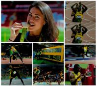 Collection unsigned mixture of sports 9 x Colour Photos 12x8 Inch. Usain Bolt Jamaican Sprinter. Sam