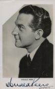 Donald Peers signed vintage black & white photo. Was a popular Welsh singer. Approx. size 5.5x3.5