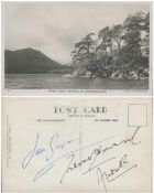 Multi signed Jean Simmons, Trevor Howard plus 1 other postcard. Good condition. All autographs