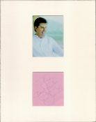 Mounted Signature of Daniel O'Donnell, MBE with Colour Photo. Mounted on cream Card with