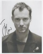 Jude Law signed 8x6inch black and white photo. Good condition. All autographs come with a