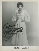 June Valli signed and dedicated 10x8 black and white photo. Good condition. All autographs come with