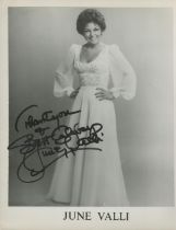 June Valli signed and dedicated 10x8 black and white photo. Good condition. All autographs come with