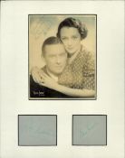 Mounted Signatures of Bebe Daniels and Ben Lyon black and white vintage photo of the pair. Mounted