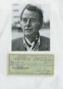 Gig Young signed City National Cheque dated 18th Feb 1972 and black and white photo both fixed to A4