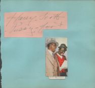 Harry Scott signed autograph cuts out fix onto pale blue sheet of paper 5.25x5 Inch. Scott and