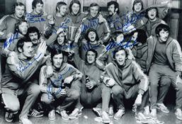 Autographed Rangers 1972 - 12 X 8 Photo : B/W, Depicting Rangers Players Celebrating With The