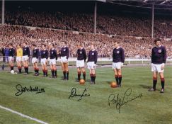 Autographed Scotland 1967 - 16 X 12 Photo : Col, Depicting Scotland Players Lining Up Shoulder To