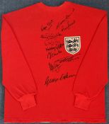 England 1966 World Cup Winners multi signed retro replica shirt includes 10, of the victorious