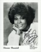 Dionne Warwick signed 10x8 inch black and white promo photo. Good condition. All autographs come
