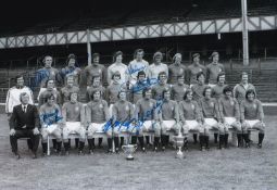 Autographed Rangers 1975 - 12 X 8 Photo : B/W, Depicting A Superb Image Showing Rangers Players &