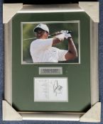 Tiger Woods 22x17 inch approx mounted Masters signature piece display includes signed Augusta hole