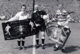 Autographed Billy Mcneill / Dave Mackay 1967 12 X 8 Photo : B/W, Depicting A Wonderful Image Showing