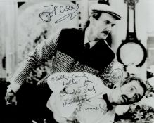 John Cleese and Andrew Sachs signed 10x8 inch black and white photo. Dedicated. Good condition.