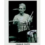 Charlie Watts signed 10x8 inch black and white promo photo. Good condition. All autographs come with