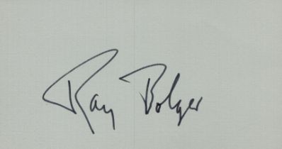 Ray Bolger signed 6x3 inch approx index card. Good condition. All autographs come with a Certificate