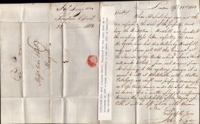 Handwritten Early Letter from 1803 on Sale of Property of Hindostan sent London to Margate. Good