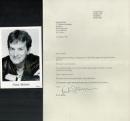 Frank Skinner signed 6x4 inch black and white promo photo with accompanying letter dated 14