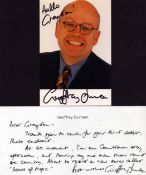 Geoffrey Durham signed colour photo with signed compliment slip, measures 6x4 inch approx.