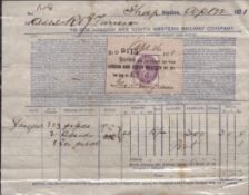 1871 London and Northwestern Railway Company Handwritten Receipt on Revenue from Glasgow to Shop.