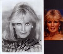 TV Film Linda Evans collection includes signed 10x8 black and white photo dedicated and a 5x4 signed