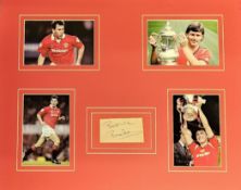 Bryan Robson 20x16 inch overall mounted signature piece includes signed page cutting and four colour