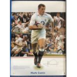 Rugby. Mark Cueto Signed Big Blue Tube 18 x 13 inch approx. Montage Print. Images Show Cueto in