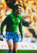 Joe Corrigan signed 12x8 inch colour photo pictured while in action for Manchester City. Good