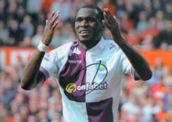 Christian Benteke signed 12x8 inch colour photo pictured during his time with Aston Villa. Good