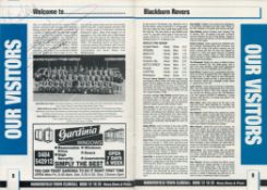 Football Kenny Dalglish and Ray Hartford signed Huddersfield Town v Blackburn Rovers vintage