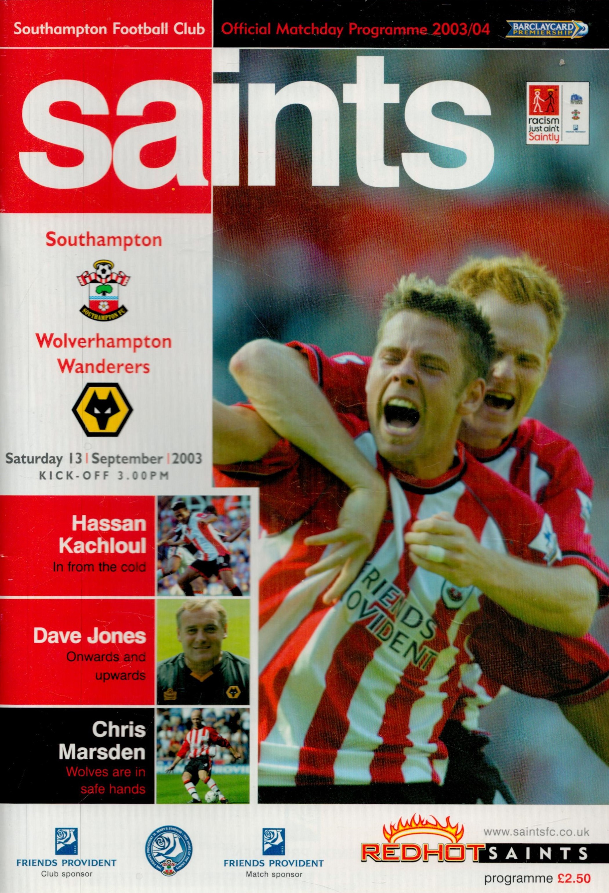 Football Southampton vs Wolverhampton Wanderers 2003/4 season programme 13/9/2003 signed inside by - Image 2 of 2