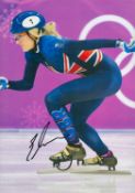 Winter Olympics Elise Christie signed Great Britain speed skating 12x8 colour photo. Elise