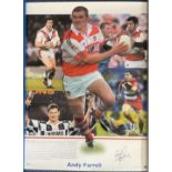 Rugby Legend Andy Farrell Personally Signed Big Blue Tube Colour Montage Print. Limited Edition 78