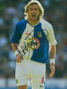 Robbie Savage signed 12x8 inch colour photo pictured while playing for Blackburn Rovers. Good