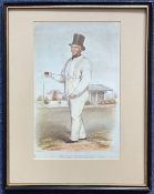Cricket. Colour Reproduction Print Titled William Lillywhite. Housed in a Frame Measuring 15 x 12