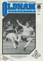 Football Oldman Athletic v Huddersfield Town 24/8/85 vintage programme. Good condition. All