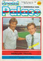 Football Steve Coppell and Jim Cannon signed Crystal Palace v Huddersfield Town 9/9/86 vintage