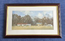 Cricket. Roy Perry Colour Cricket Print Titled the Closing Match. Housed in a Frame Measuring 32 x