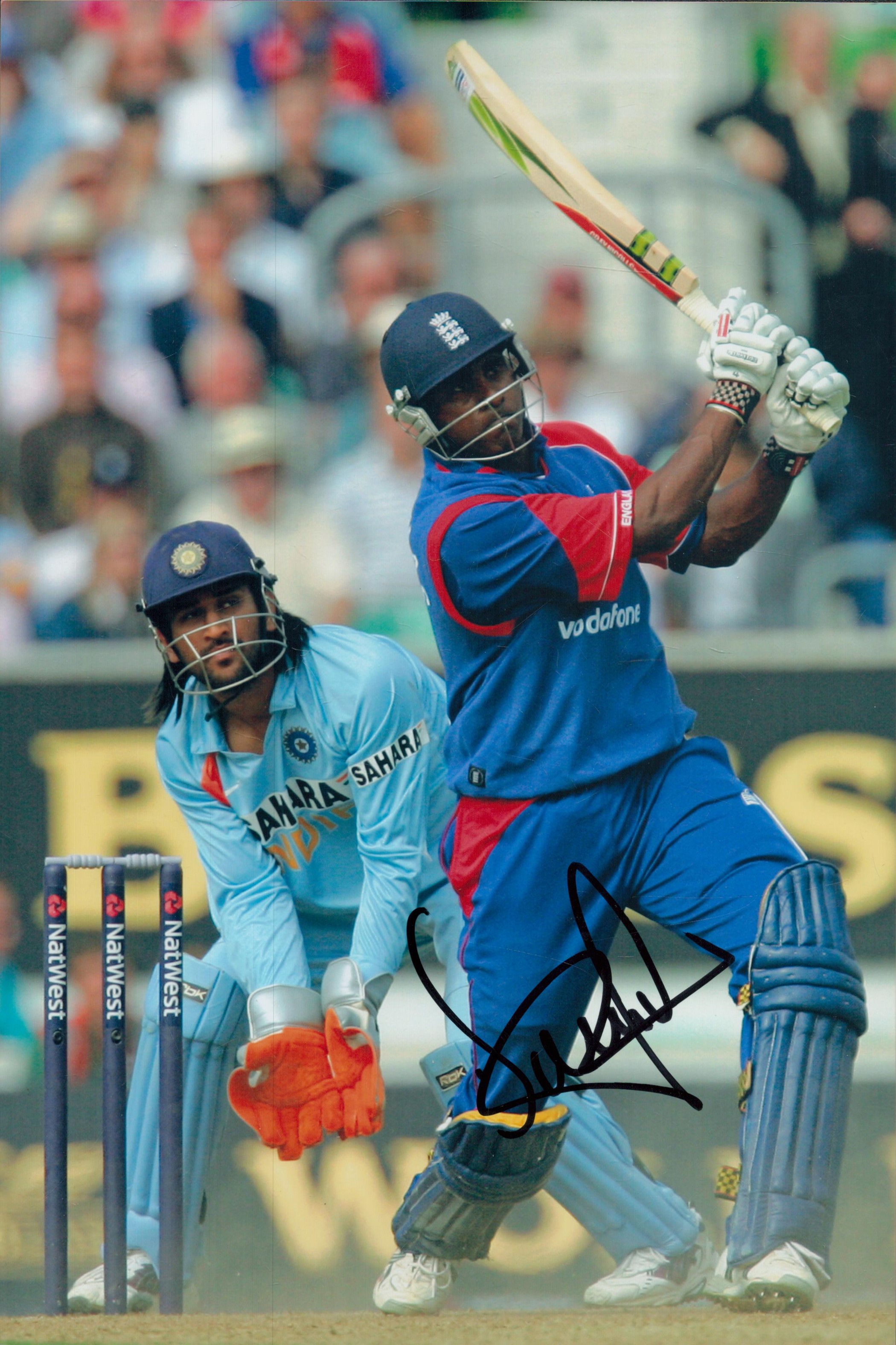 Dimitri Mascarenhas signed 10x8 inch colour photo picture in action for England in One Day