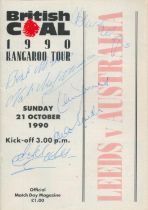 Rugby League Leeds v Australia 1990 Kangaroo Tour multi signed vintage programme includes 7