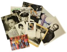 Entertainment collection of signed photos including names of Sophia Loren, Shirley Jones, Marty