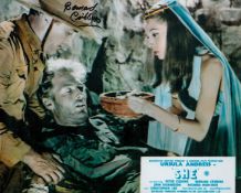 Bernard Cribbins signed 10 x 8 inch colour lobby card photo from the movie She. Good condition.