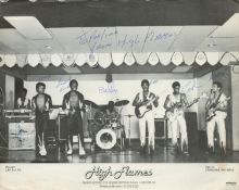 High Flames signed 10x8inch black and white photo. Signed by 7. Some marks and creases to edge.